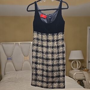 Valentino Virgin Wool Black and Cream Tweed Mini Dress. Vintage Night.